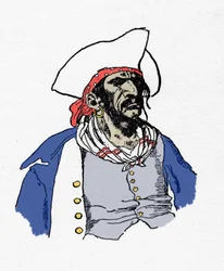Portret van een piraat. “Book of pirates Buccaneers and Marooners of the Spanish Main” door Howard Pyle (1853 - 1911), Amerikaanse illustrator. 1887