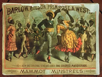Poster die Barlow, Wilson, Primrose en Wests Mammot Minstrels Colored Masquerade adverteert