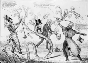 President Andrew Jackson (1767-1845) die de Hydra doodt