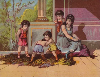 Romeinse dame met spelende kinderen