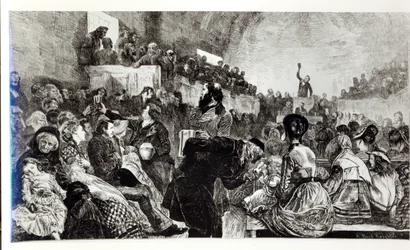 Dienst in de Mormon Tabernakel in Salt Lake City, 1871