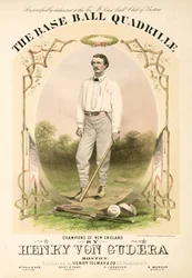 Bladmuziekomslag voor The Base Ball Quadrille geschreven door Henry von Gudera en uitgegeven door Henry Tolman & Co.