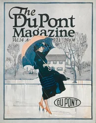 Iets Nieuws in Sportkleding, vooromslag van het DuPont Magazine, april 1921