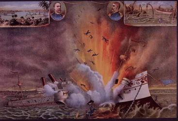 Spaans-Amerikaanse Oorlog 1898, USS Maine opgeblazen in de haven van Havana