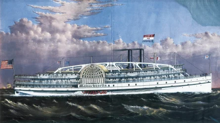 Stoomboot Massachusetts met schoepenraderen