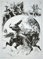 De Dalton Gang, neergeschoten door de woedende burgers van Coffeyville, uit de 