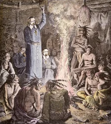 De Franse jezuïetenmissionaris Brebeuf onder de Algonquins