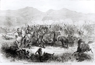 De Indiase slag en het bloedbad nabij Fort Philip Kearney, Dakota Territory, 21 december 1866