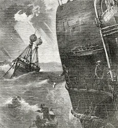 Het Lichtschip en Binnenkomende Stoomboot, frontispice illustratie uit Appletons Journal, 4 mei 1872