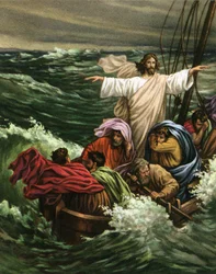 Het wonder van Christus die de storm op de Zee van Galilea kalmeert
