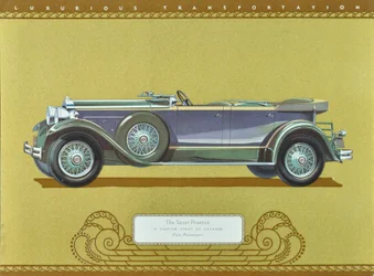 De Sport Phaeton, een Custom Eight van Packard, gepubliceerd in 1930 (kleurenlitho)