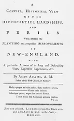 Titelpagina van A Concise, Historical View of the Difficulties, Hardships, and Perils which attended the Planting and Progressive Improvements of New England, 1770