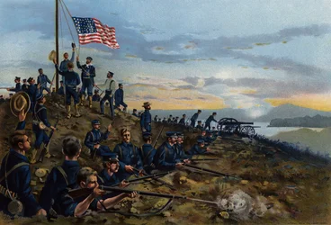 US Navy, eerste hijsen van de Stars and Stripes door de mariniers op Cubaanse bodem