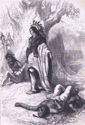 Uncas en Miantonomoh (1643), illustratie uit Cassell