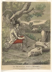 De Verloren Zoon in Ellende (Hij zou graag zijn buik gevuld hebben met de schillen die de varkens aten - St. Lucas 15:16)