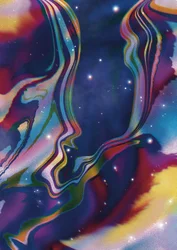 Etherische kosmische gezichten