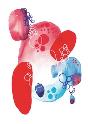 Rood-blauw, aquarel, abstract