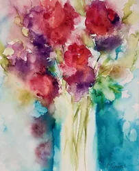 Levendig aquarelboeket