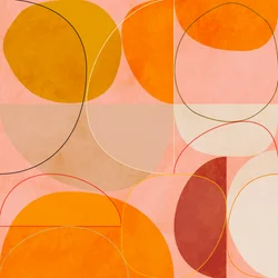 Mid-century, currygeel, zachtroze, lente