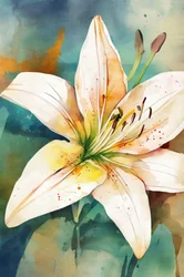 Aquarel: Witte lelie