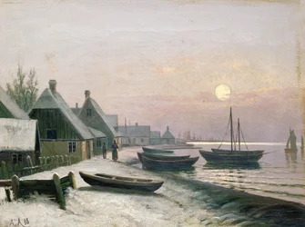 Vissersboten in het winterzonlicht