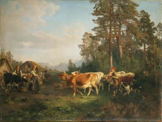Landschap met koeien