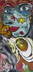 BLUE GIRL AND VEILED WOMAN, 2012 (acryl op jute doek opgespannen op een houten frame)