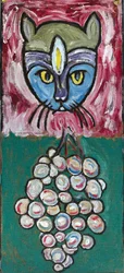 DAGELIJKS KUNST: CAT AND GRAPES, 2012 (acryl op jute doek gespannen op een houten frame)