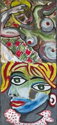EXPRESSIONIST NUDE AND CUBIST PORTRAIT, 2012 (acryl op jute doek gespannen op een houten frame)