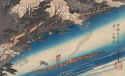 Kersenbloesems bij Arashiyama, uit de serie Beroemde Plaatsen van Kyoto