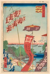 Kanasugi-brug, Shibaura uit de Serie Honderd Zichten op Edo