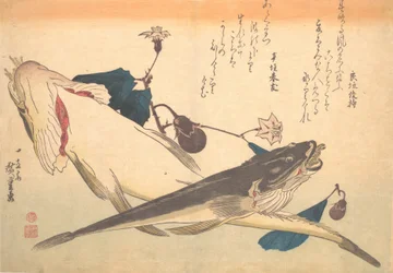 Kochi Vis met Aubergine, uit de serie Uozukushi Elke Soort Vis