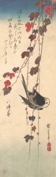 Staartmees op herfstklimop, ca. 1835.