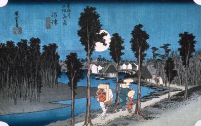 Maan bij Numazu, uit 53 stations van Tokaido, 1832