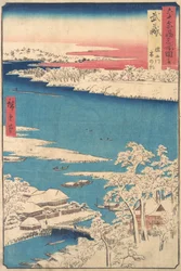 Ochtend na een sneeuwval, de Sumida-rivier, Musashi-provincie, uit de serie Views