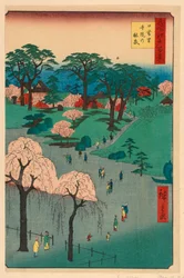 Nippori, tempeltuinen (Nippori, jiin no rinsen) uit de serie Honderd beroemde uitzichten van Edo