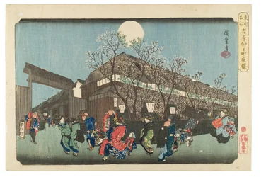 Avondkersenbloesem in Yoshiwara, Edo-periode