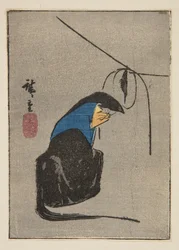 Vos in Tsurigitsune, uitgesneden uit een ongetiteld harimaze-vel (kleur houtsnede)