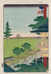 Sazai Hall, Vijfhonderd Raken [Tempel], uit de serie "Honderd Zichten op Beroemde Plaatsen in Edo"
