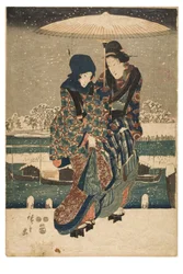 Sneeuw op de Sumida-rivier uit de serie Views of the Four Seasons at Famous Places in Edo, ca. 1847-1852 (houtsnede op papier)