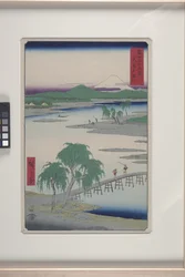 De Tama-rivier in de provincie Musashi