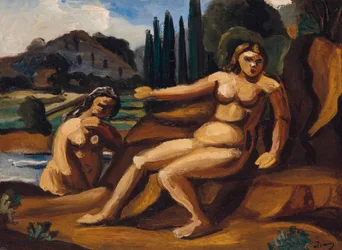 TWEE BADERS IN EEN LANDSCHAP