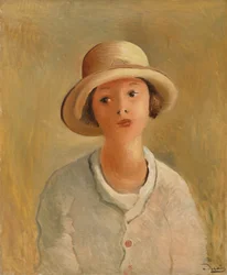 Portret van Geneviève au chapeau de paille, het nichtje van de schilder