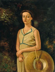 Portret van Geneviève met strohoed, nichtje van de schilder