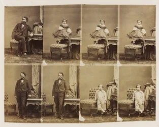 Portretten zittend 41494: Dokter Magnan en zijn zoon en dochter, ca. 1861 (albumine print (8 ongesneden cartes de visite))