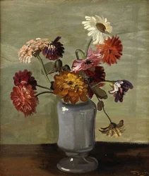 Bloemen in een vaas (olieverf op doek)