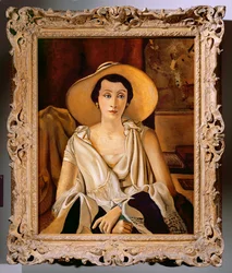 Portret van Madame Paul Guillaume met grote hoed, ca.1928-29 (olieverf op doek) (zie ook 287565)