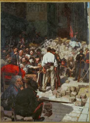 De Commune: De barricade ... (schilderij op doek)
