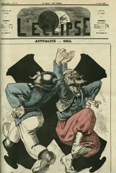 Actualiteiten, Pruisische soldaat en Franse dansen voor de kanonnen van de Frans-Pruisische oorlog. Omslag in 