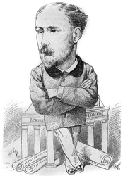 Cartoon door Albert Delpit (1849-1893), Franse romanschrijver. Tekening door Andre Gill. Gravure in 